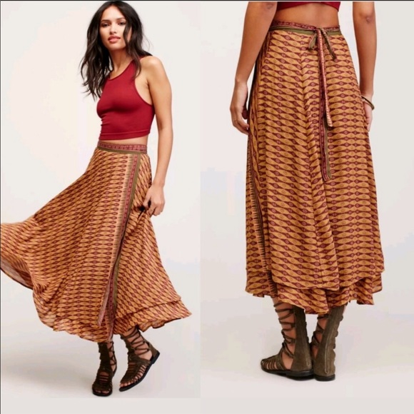 boho maxi wrap skirt